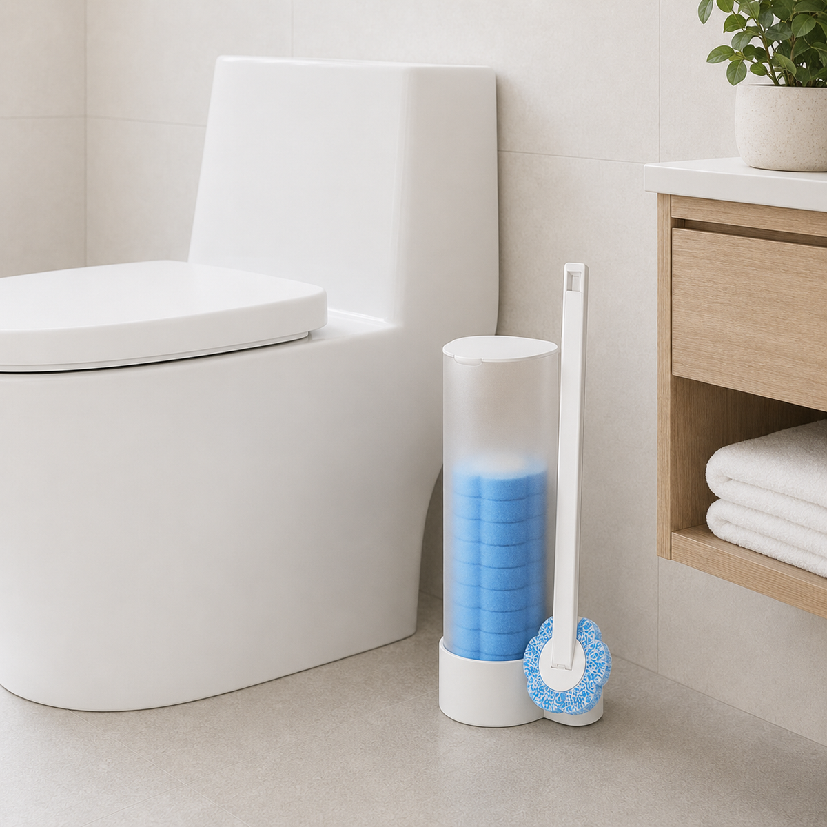 FreshClean Pro™ | Einweg-Toilettenbürste mit 18 Ersatzköpfen