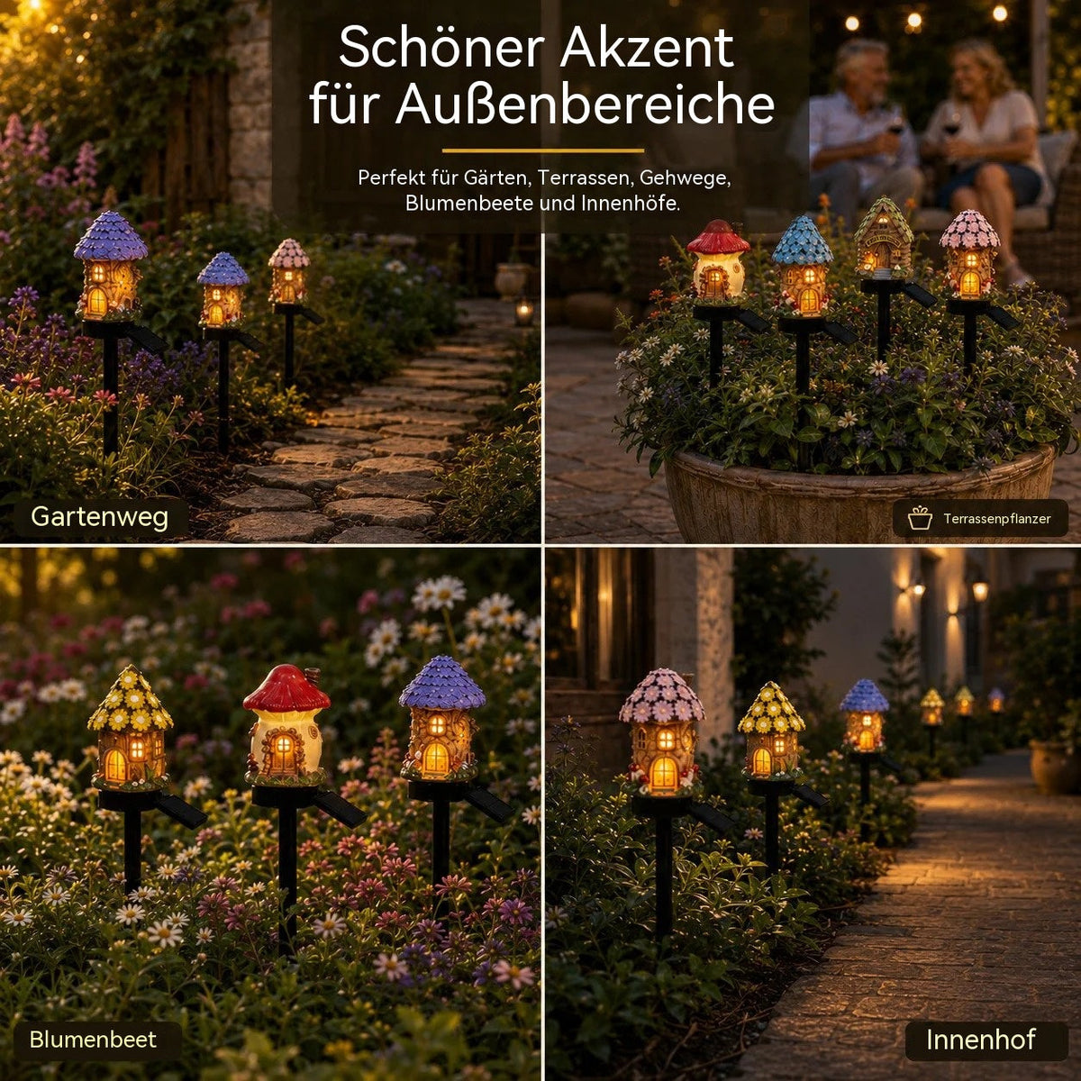 Lumira Gartenhäuschen | Solar Pilzhaus Lichterkette