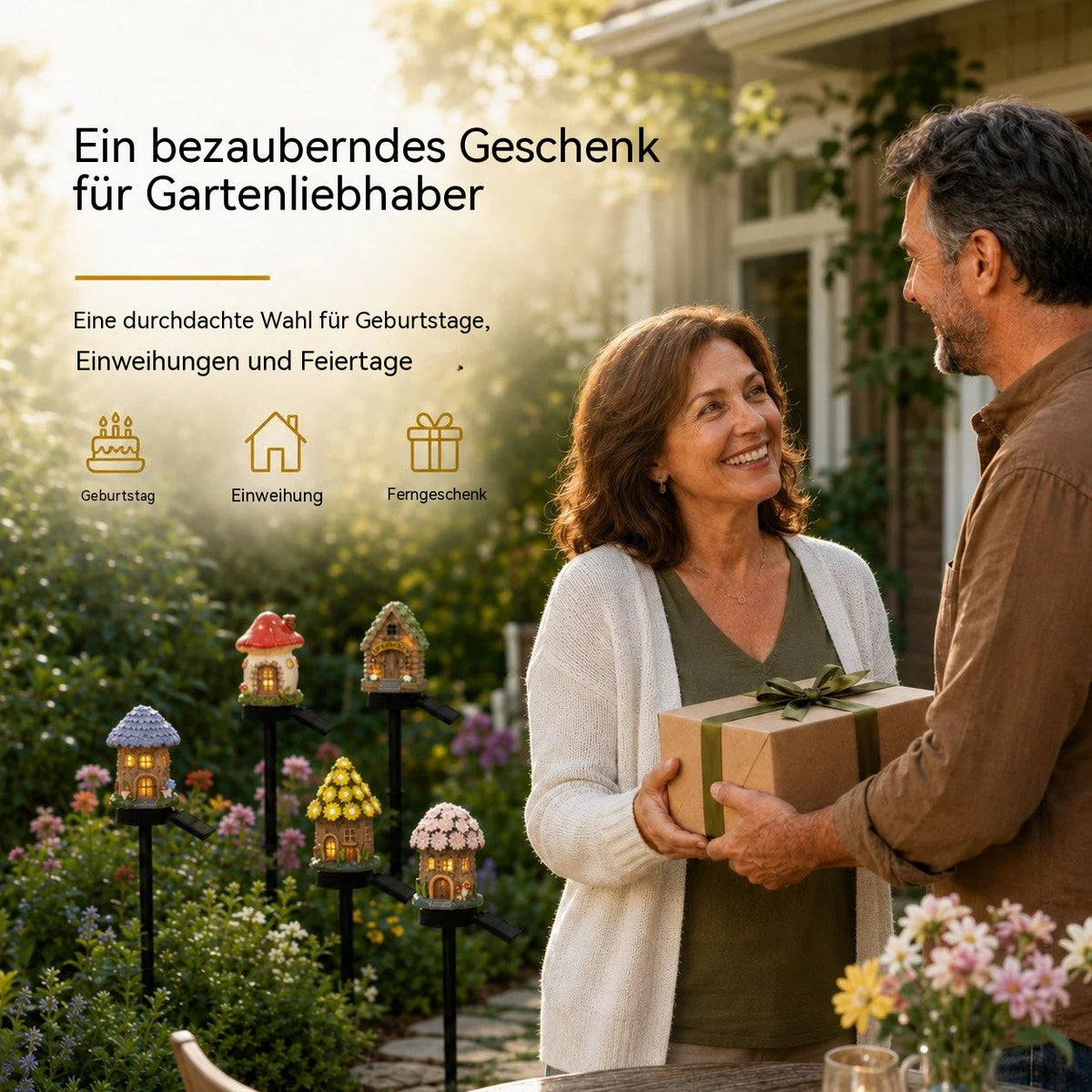 Lumira Gartenhäuschen | Solar Pilzhaus Lichterkette