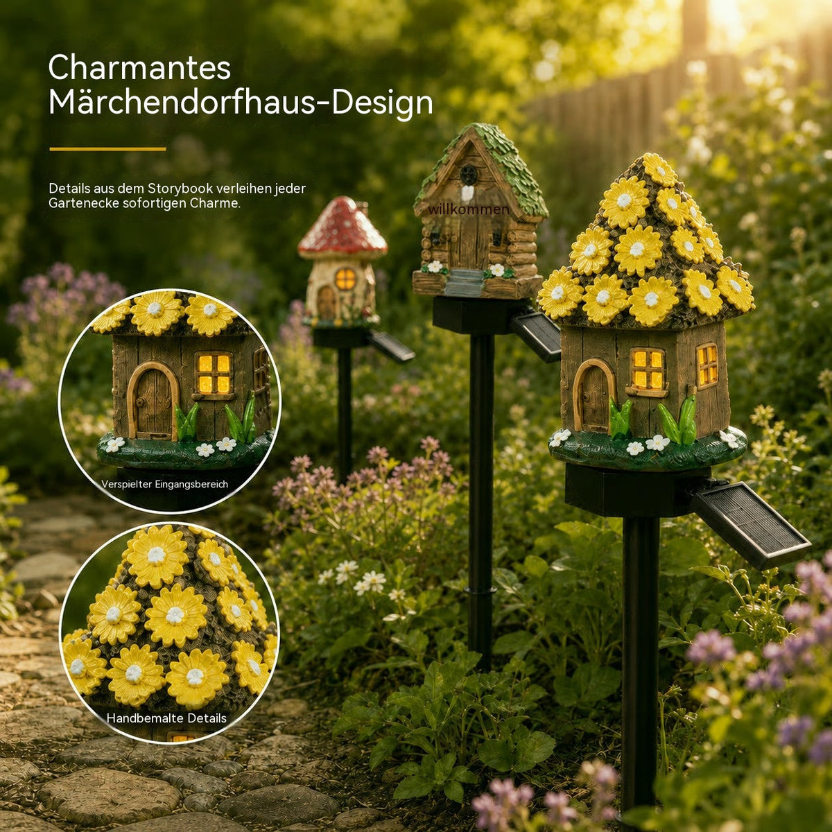 Lumira Gartenhäuschen | Solar Pilzhaus Lichterkette