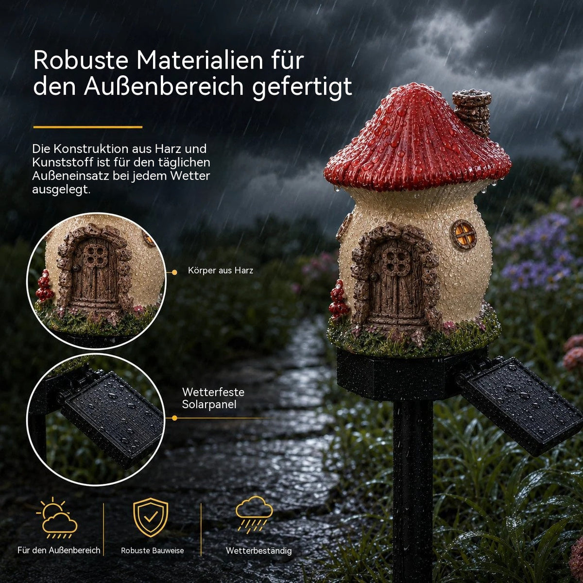 Lumira Gartenhäuschen | Solar Pilzhaus Lichterkette