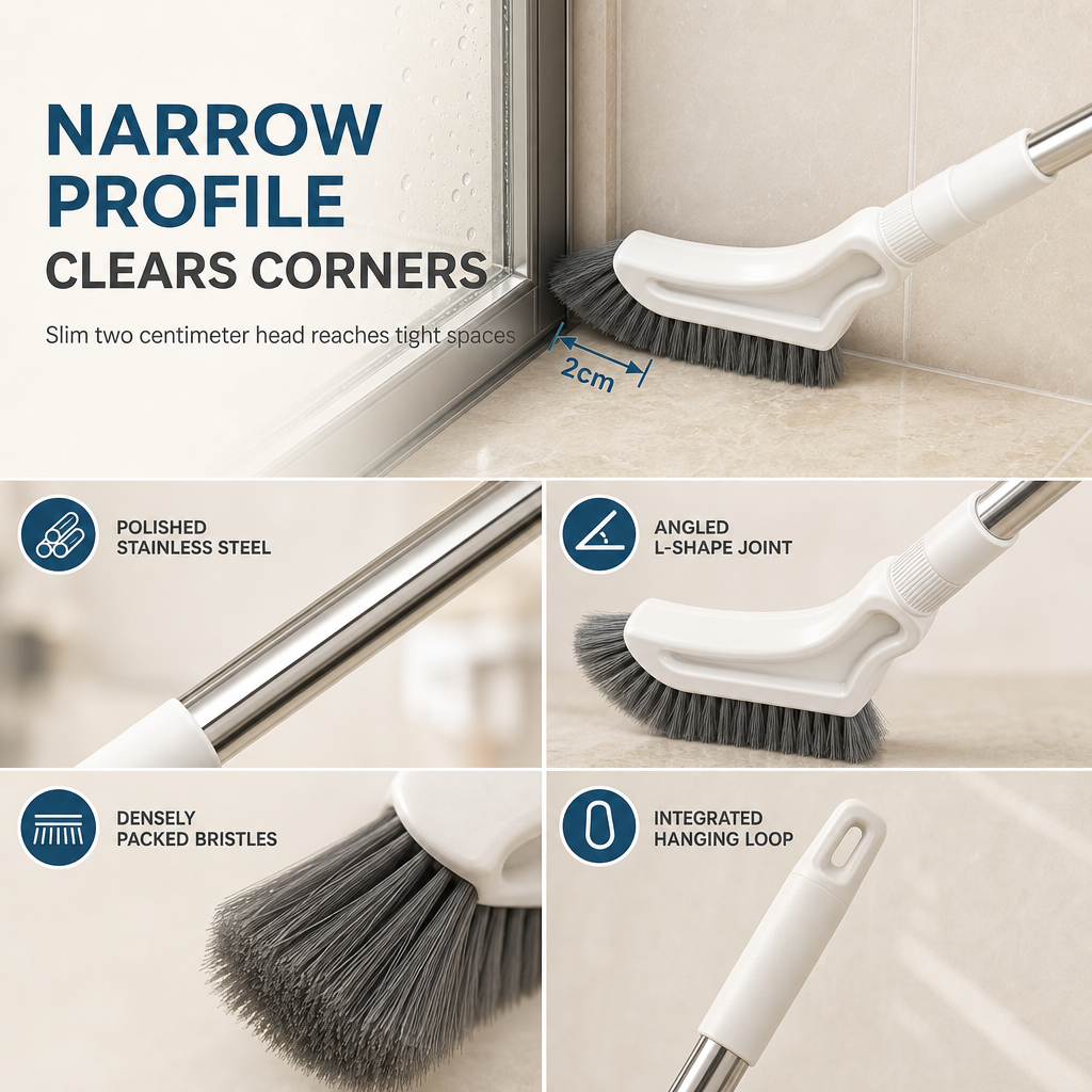 Brosse de nettoyage de sol multifonctionnelle à manche long extensible