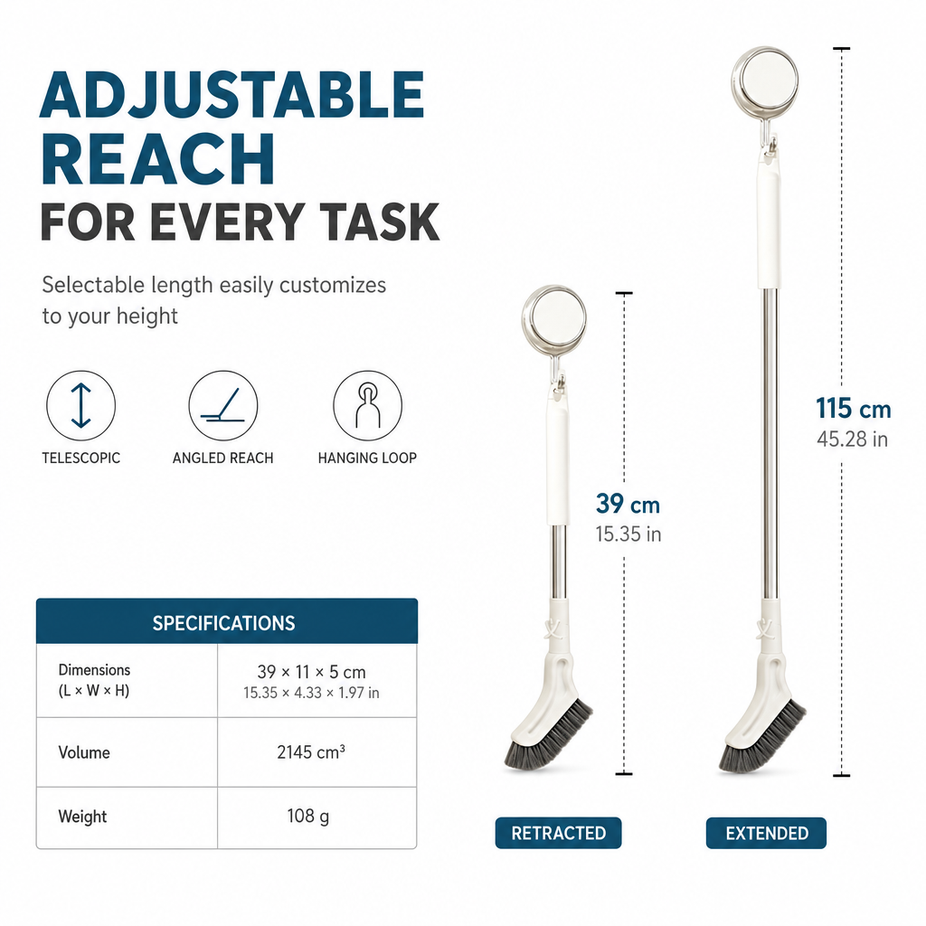 Brosse de nettoyage de sol multifonctionnelle à manche long extensible