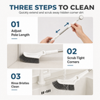 Brosse de nettoyage de sol multifonctionnelle à manche long extensible